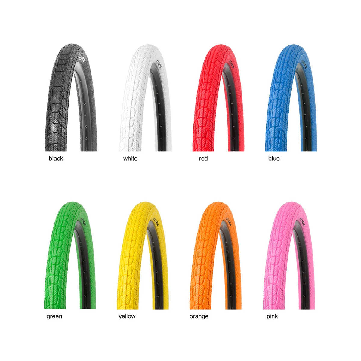 a group of colorful tires