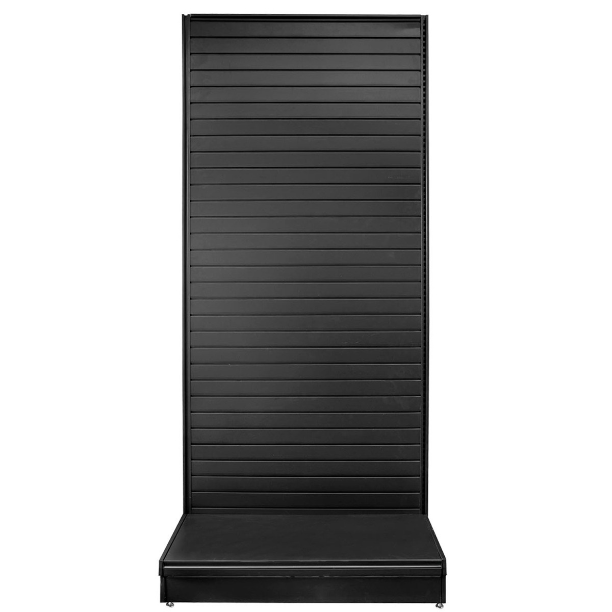 a black display case with a step