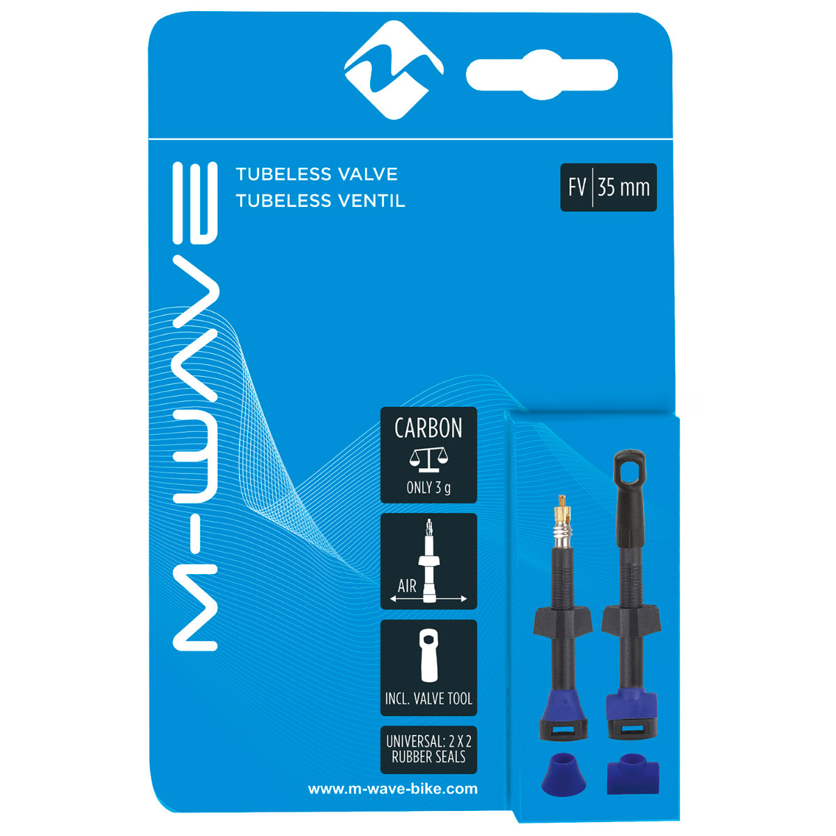 Set Valve Tubeless M-WAVE FV - 35 mm 2 buc