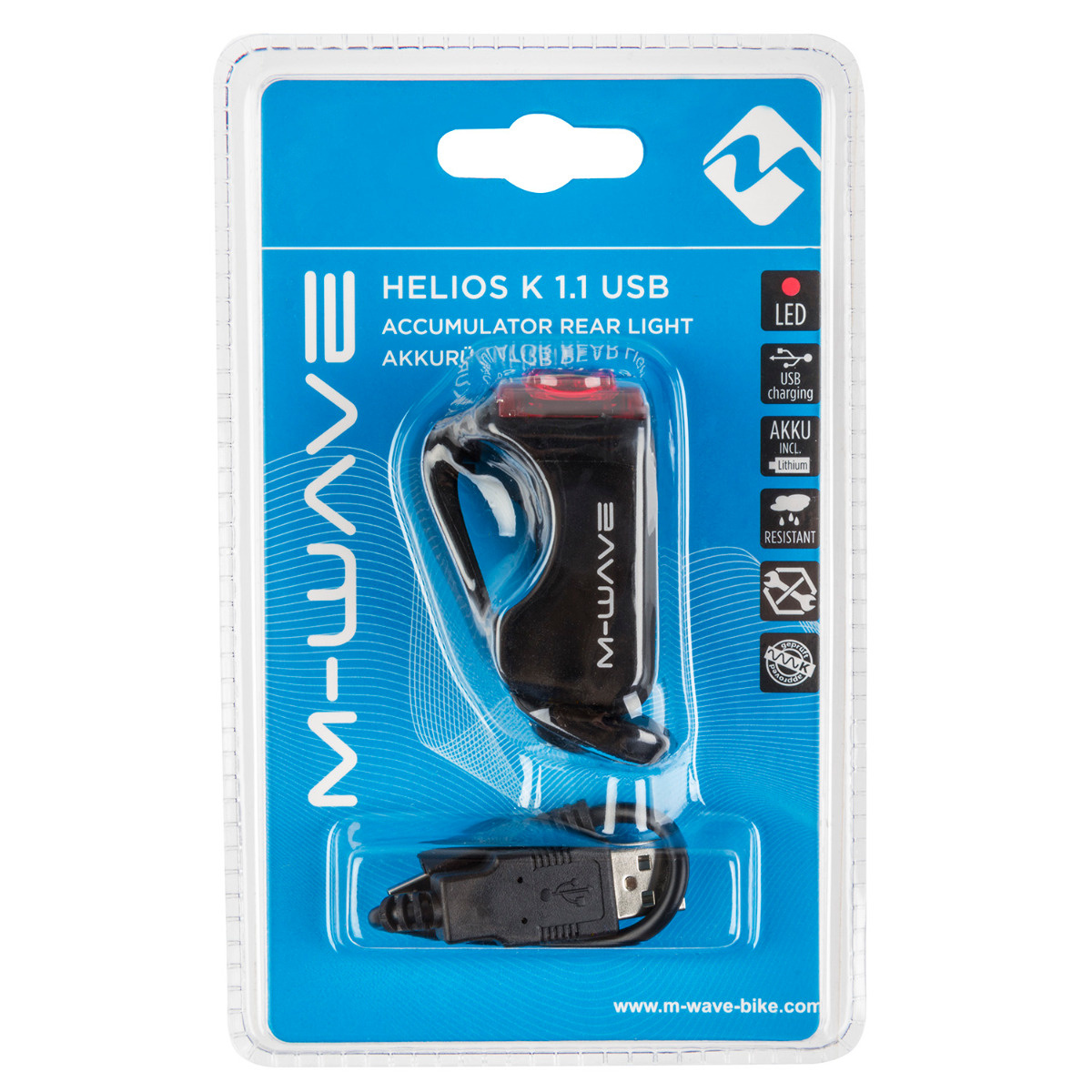 Stop Spate cu Acumulator M-WAVE "HELIOS K 1.1 USB"