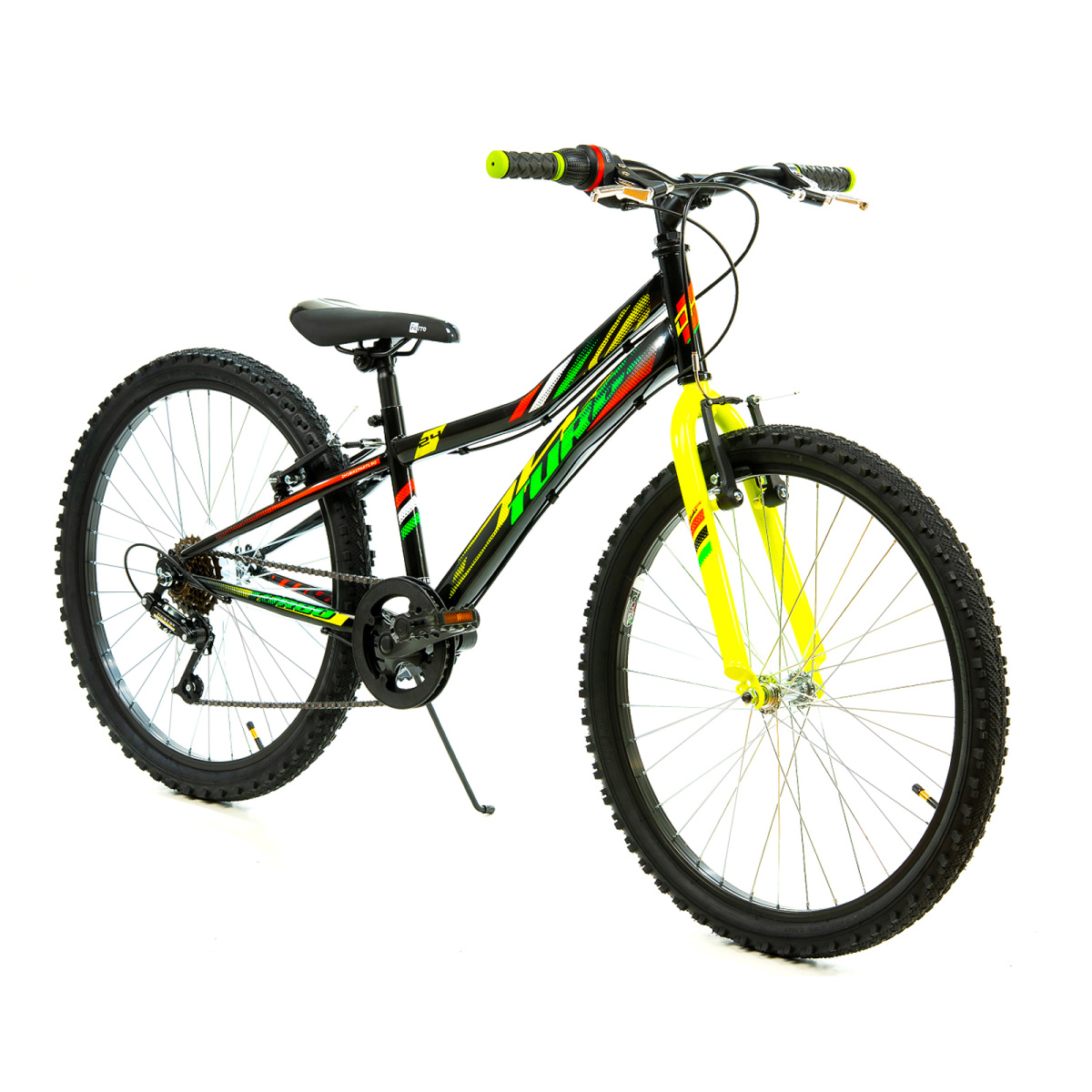 Bicicleta Copii DHS Turbo - 24 Inch, Negru-Verde - imagine 2