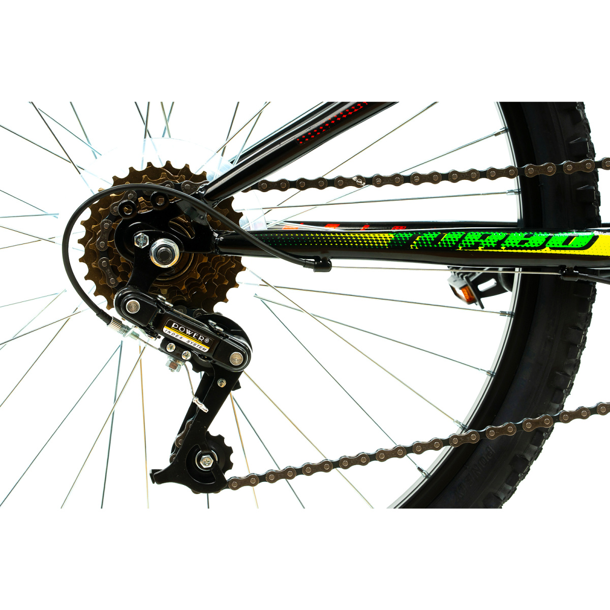 Bicicleta Copii DHS Turbo - 24 Inch, Negru-Verde - imagine 5