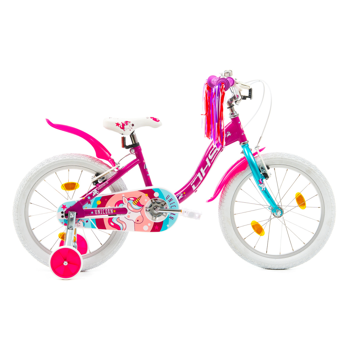 Bicicleta Copii DHS Unicorn - 20 Inch, Roz/Albastru - imagine 1