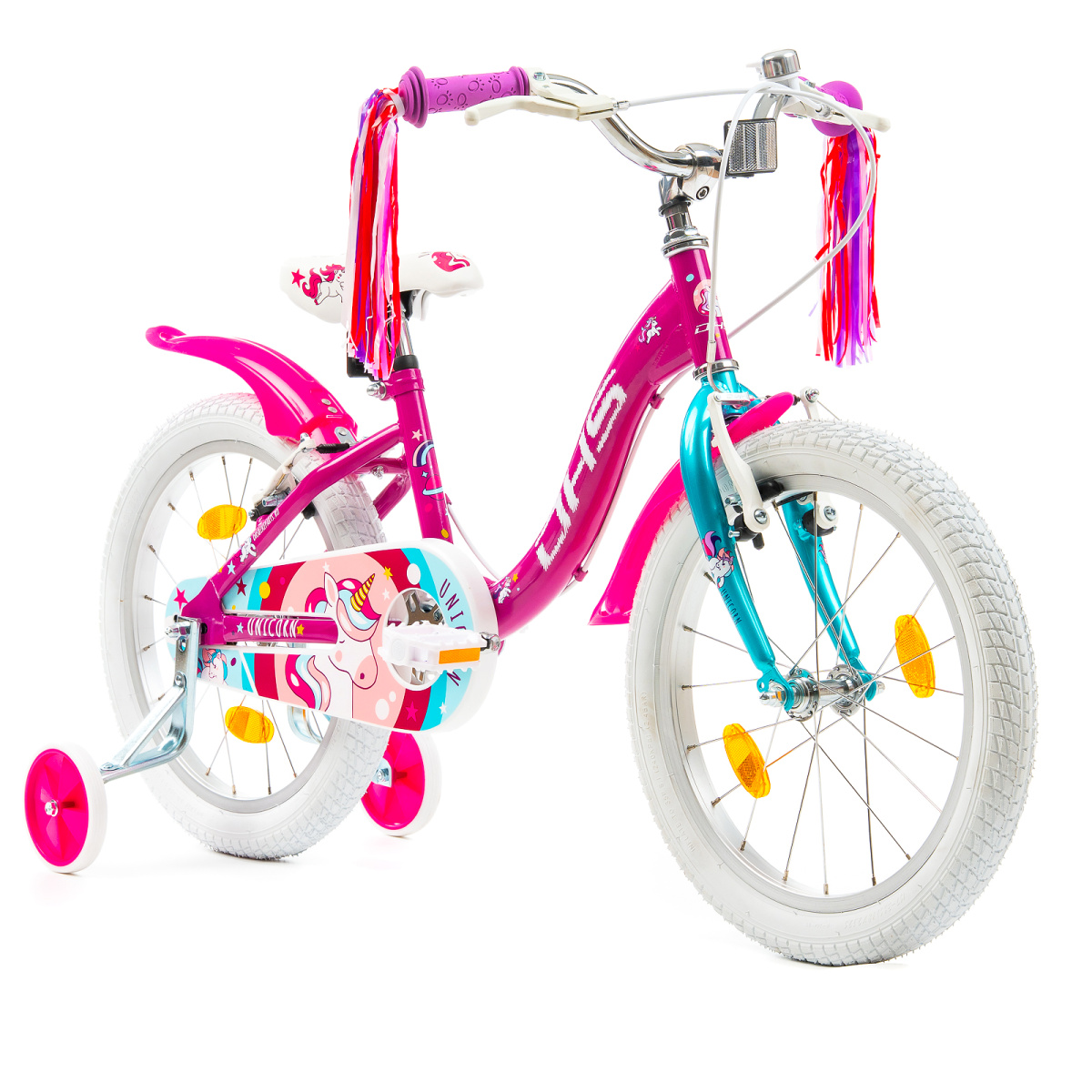 Bicicleta Copii DHS Unicorn - 20 Inch, Roz/Albastru - imagine 3